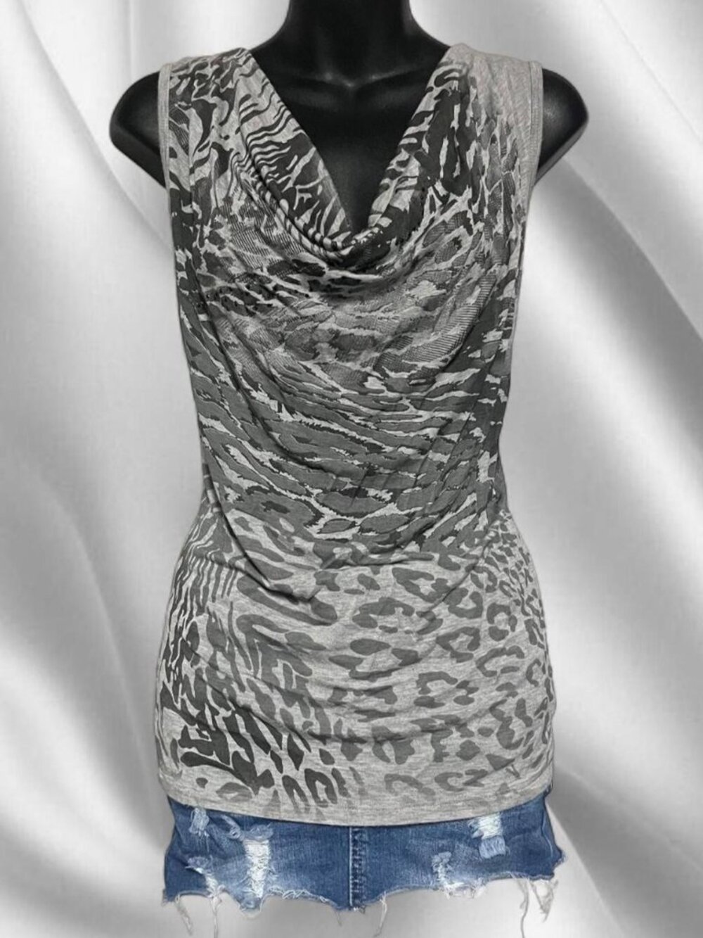Grey Animal Print McBling Tank